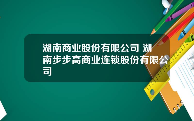 湖南商业股份有限公司 湖南步步高商业连锁股份有限公司